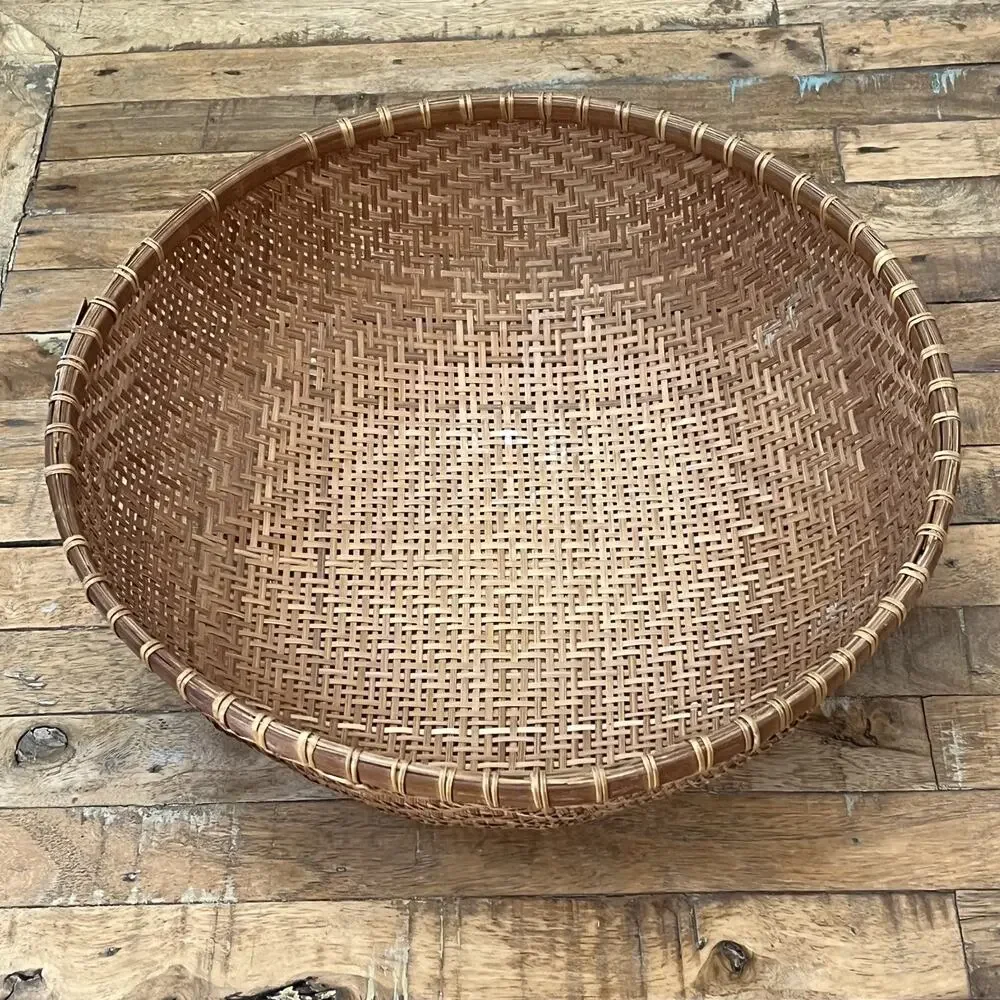 Vintage Hand Woven Wicker Winnowing Basket 15